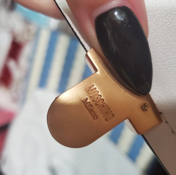 Authentic Rare Moschino White Leather Teddy Bear Satchel Bag - Picture 7 of 11